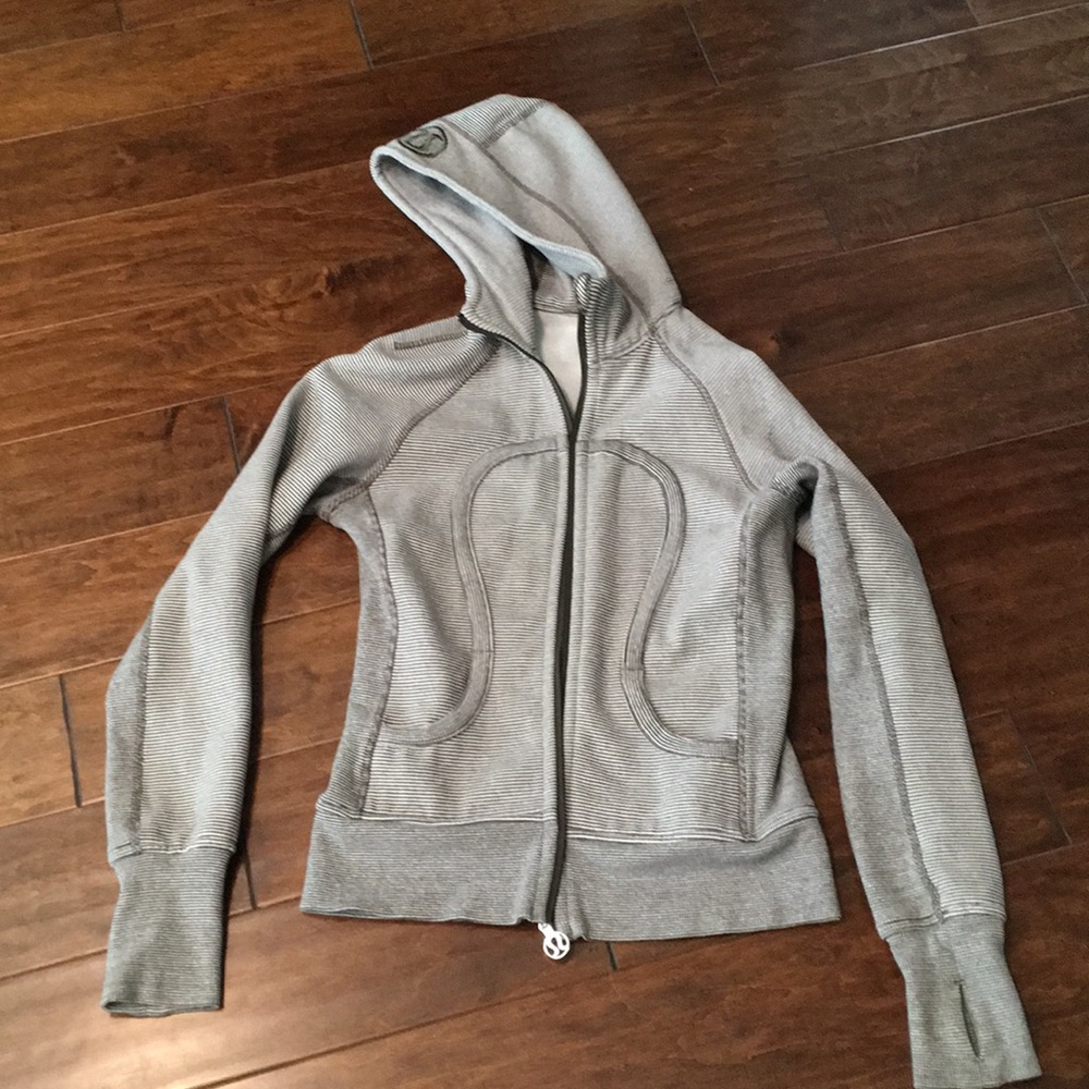Lululemon grey Microstripe  Scuba Hoodie